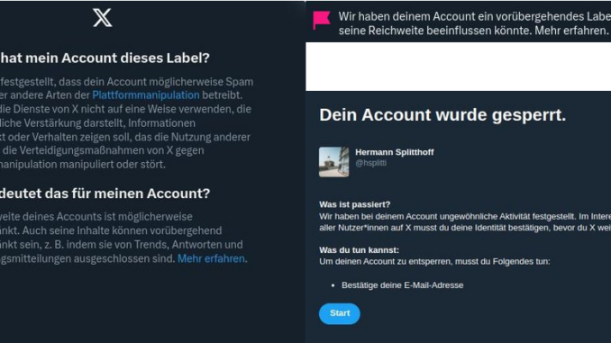 Twitter Ärger mit Sperrung und Einschränkung